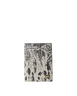 MCM Lizard Passport Cover, Leather, Black/White,S,4